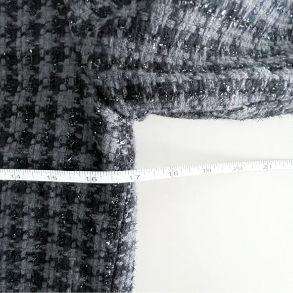 Mossimo Jacket Houndstooth Women's M Black Gray Silver Plaid Twill Blazer Lined - Picture 7 of 9